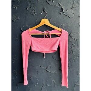 pink tie back crop top